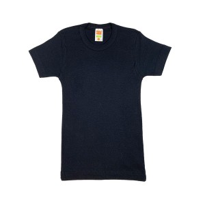 Φανέλα Κοντό Μανίκι Κλειστός Λαιμός Μαύρο 100% Βαμβάκι