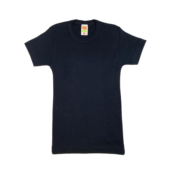 Φανέλα Κοντό Μανίκι Κλειστός Λαιμός Μαύρο 100% Βαμβάκι