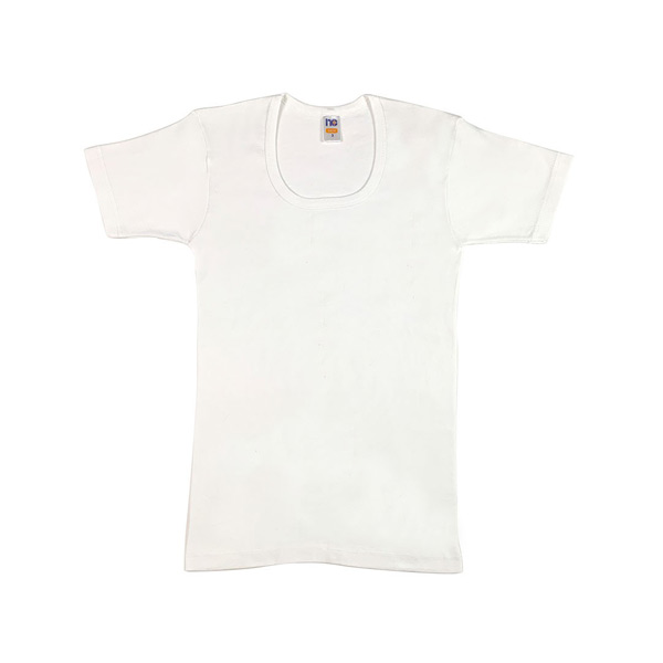 Φανέλα Κοντό Μανίκι Ανοικτός Λαιμός Λευκό 100% Βαμβάκι